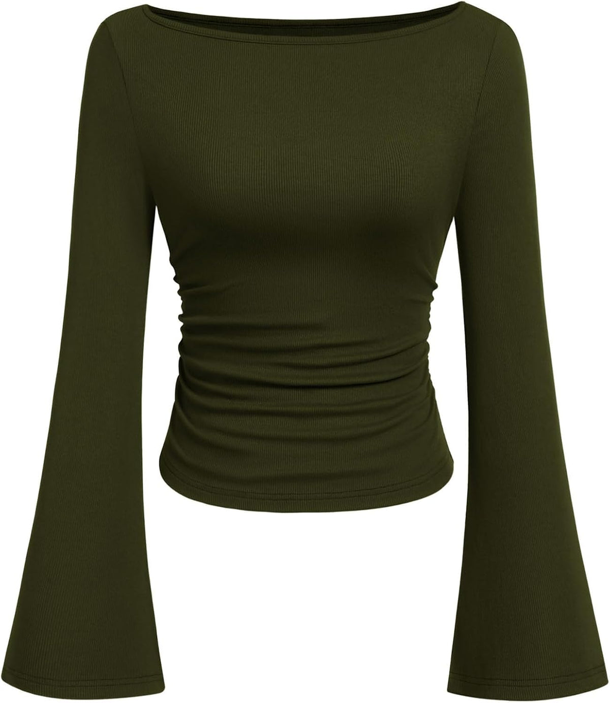 Womens Bell Long Sleeve Ribbed Knit Tops